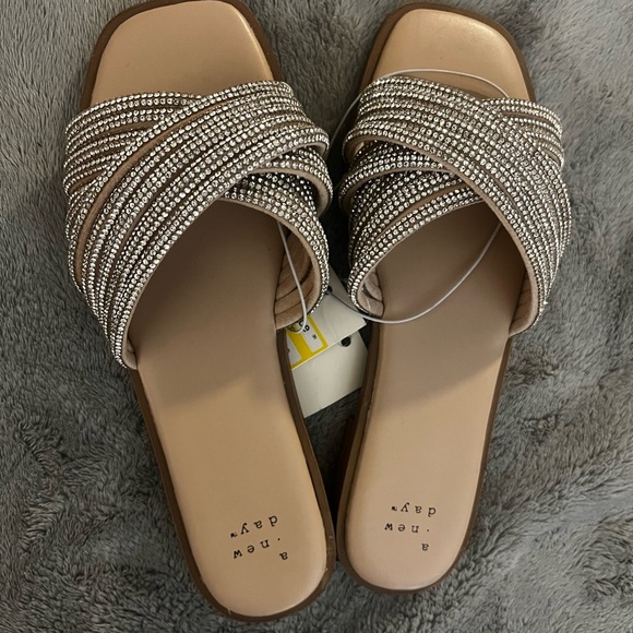 NWT Rhinestone Slides A New Day (Target) Slides Square Toe - Picture 2 of 7